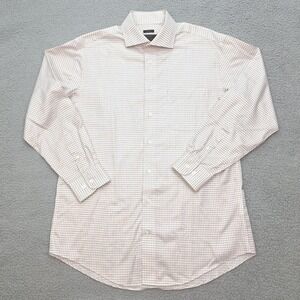 Jos A Bank Reserve Dress Shirt Mens 16.5/33‎ Brown Plaid Slim Fit No Wrinkles